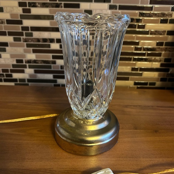 Elegant Hollywood Regency Style Glass Torchiere Lamp with Gold Base - Picture 2 of 5